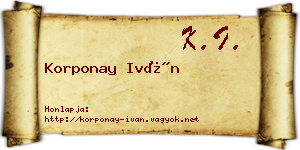 Korponay Iván névjegykártya