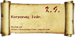 Korponay Iván névjegykártya